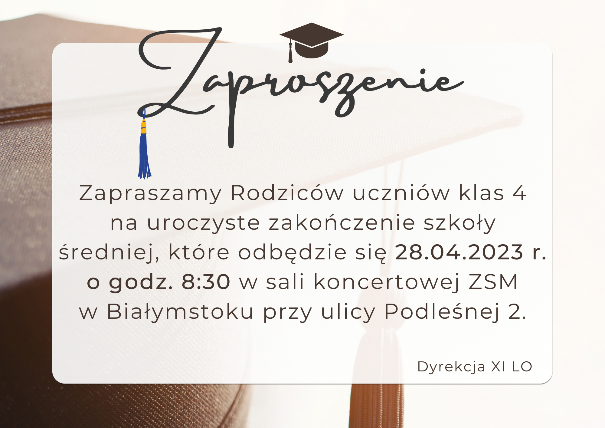 ZAPROSZENIE - zakończenie klas 4