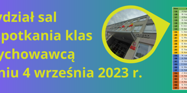 Przydział sal na spotkania klas z Wychowawcą w dniu 4 września 2023 r..png